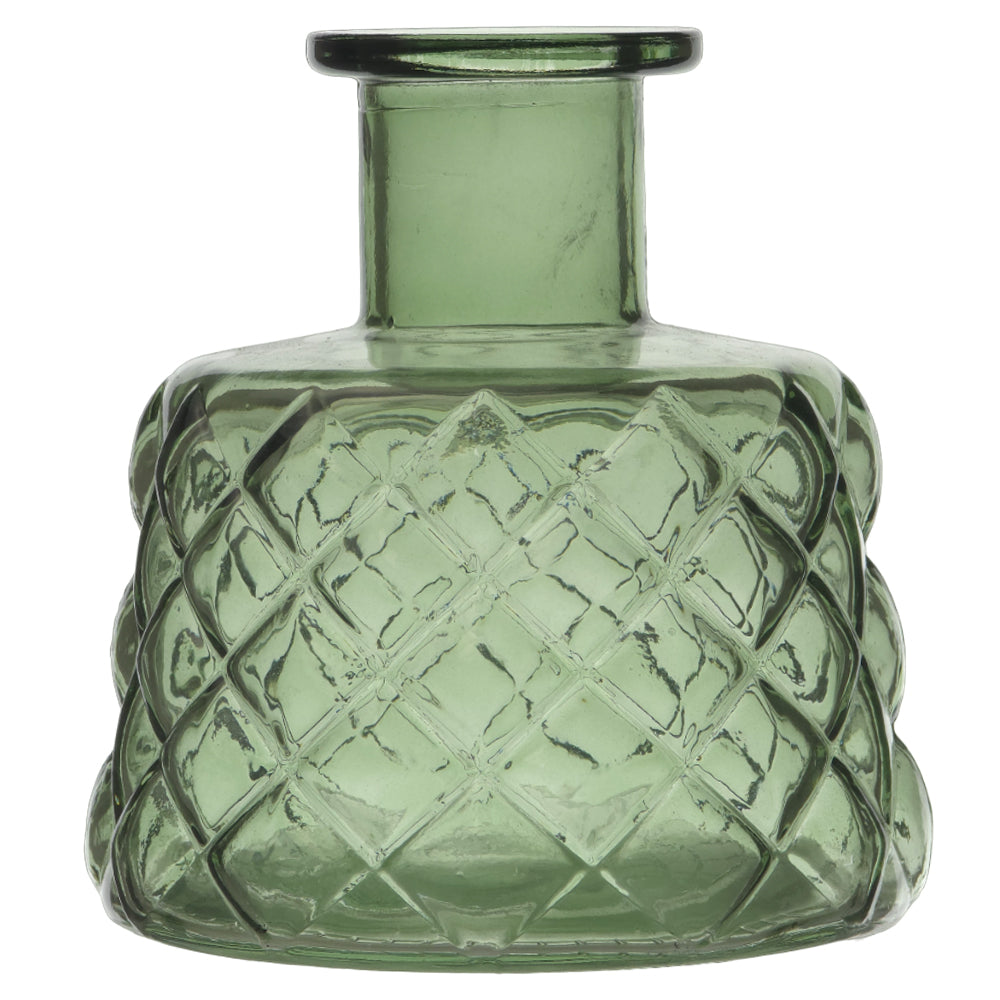 Sage Green Trellis | Stubby Glass Vase | 13cm Tall | Gisela Graham