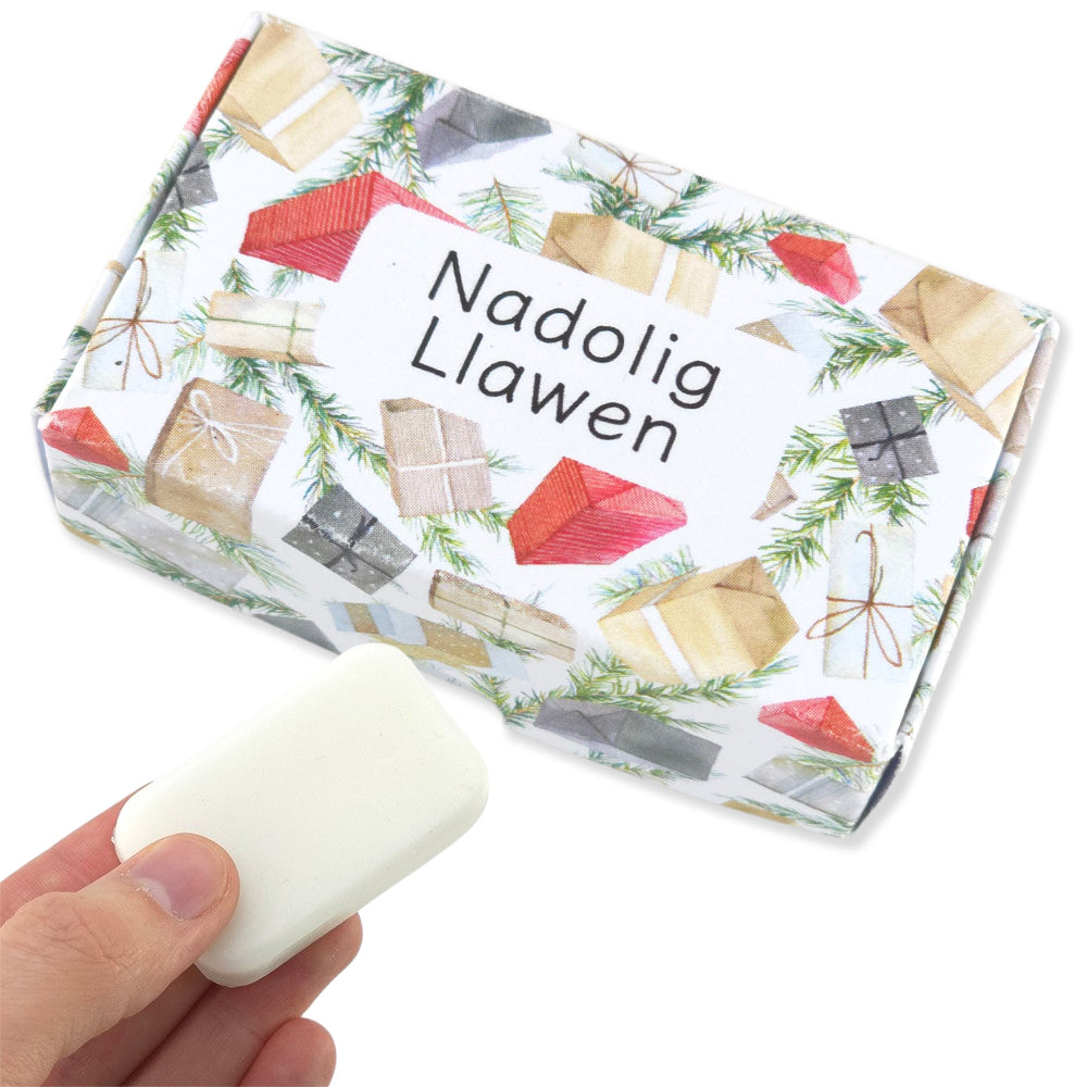 Nadolig Llawen | Pomegranate | 20g Travel Soap Bar | Little Gift | Cracker Filler