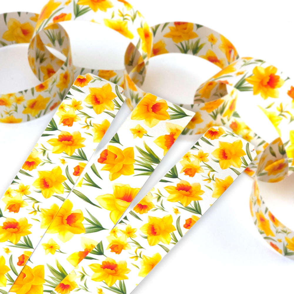 30 Reusable Easter & Mother's Day 2.5m Paper Chains | Daffodils | No Glue Needed