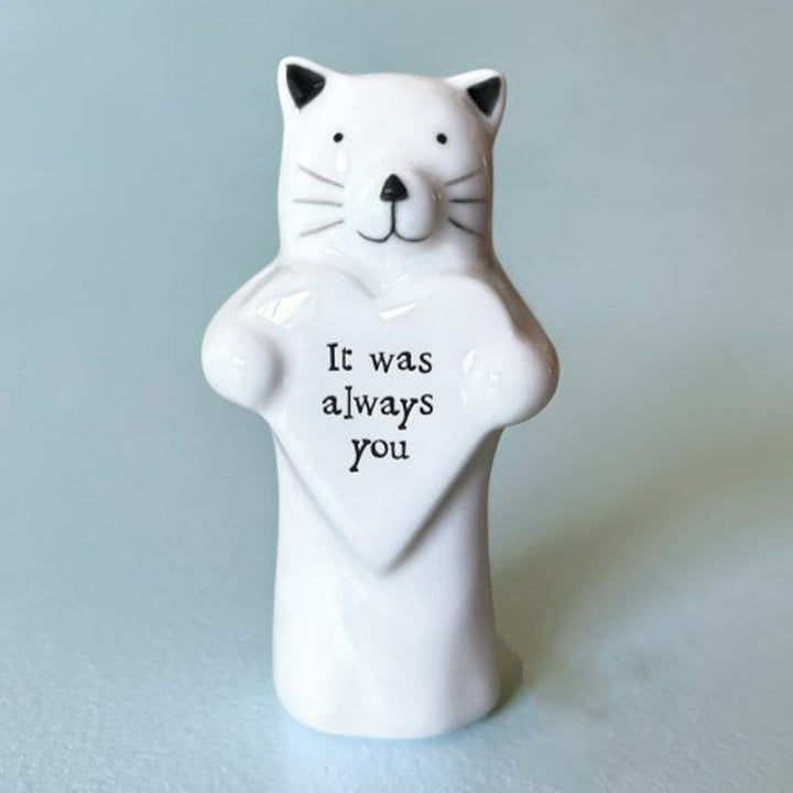 It Was Always You | Porcelain Cat &amp; Heart | Little Gift | Cracker Filler