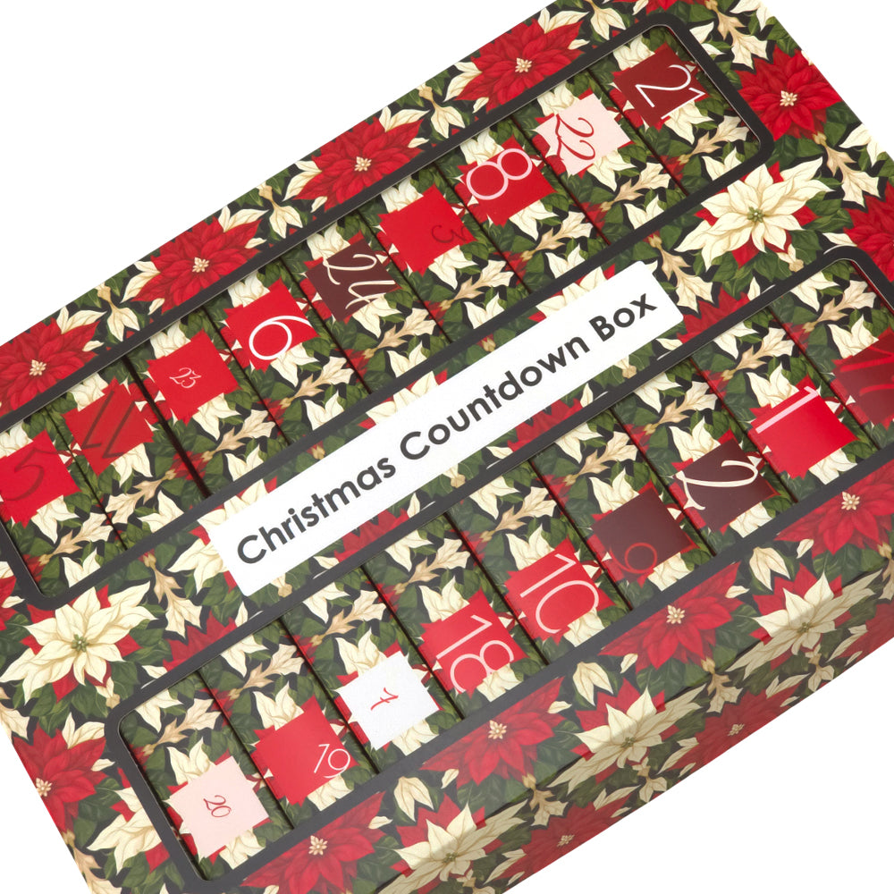 Advent Calendar Making Kit | 25 Soap Boxes & Outer Box | Abstract Poinsettia