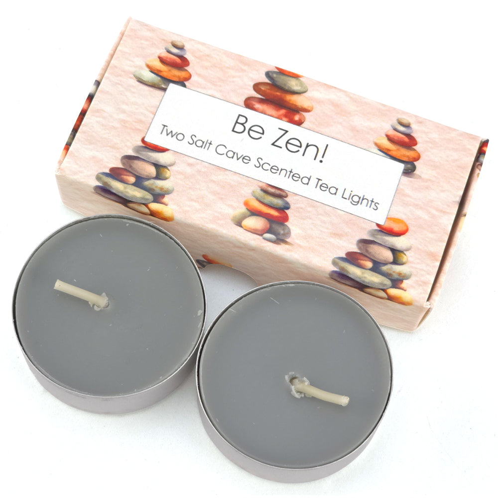 Salt Cave Tealight Candles | Stacking Zen Pebbles | Mini Gift | Cracker Filler