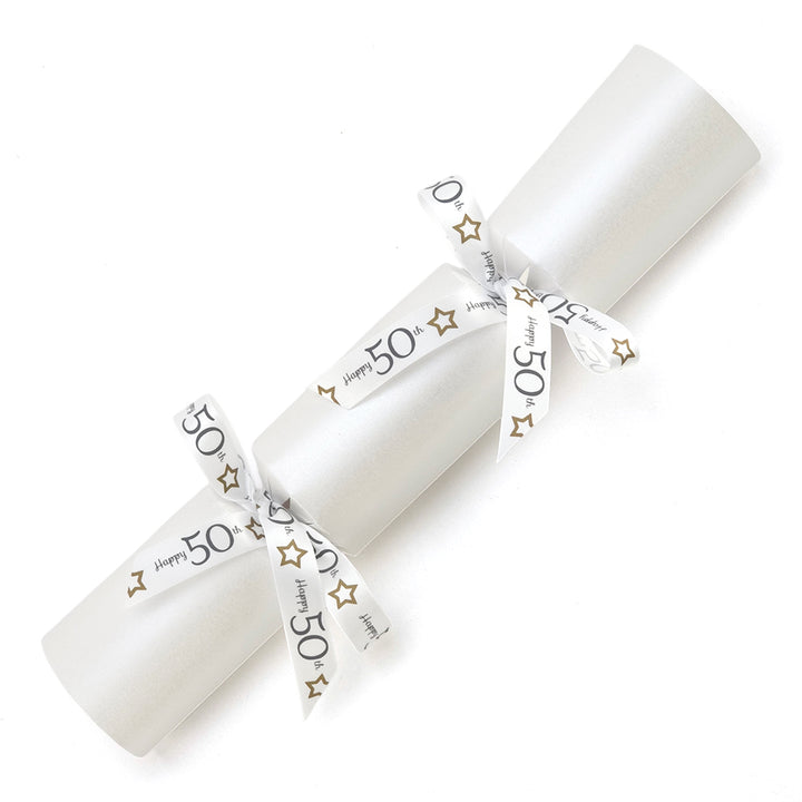 Milestone Birthday Complete Craft Kit &amp; Ribbon | 4 Standard Pearl White Crackers