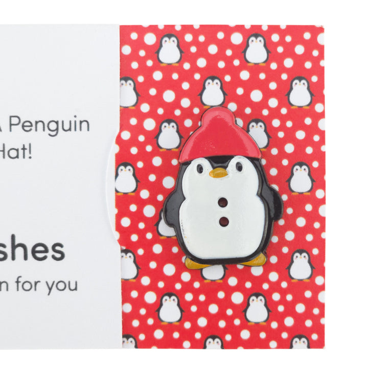 Cute as a Penguin in a Bobble Hat | Button Wishes Sew On Token | Cracker Filler