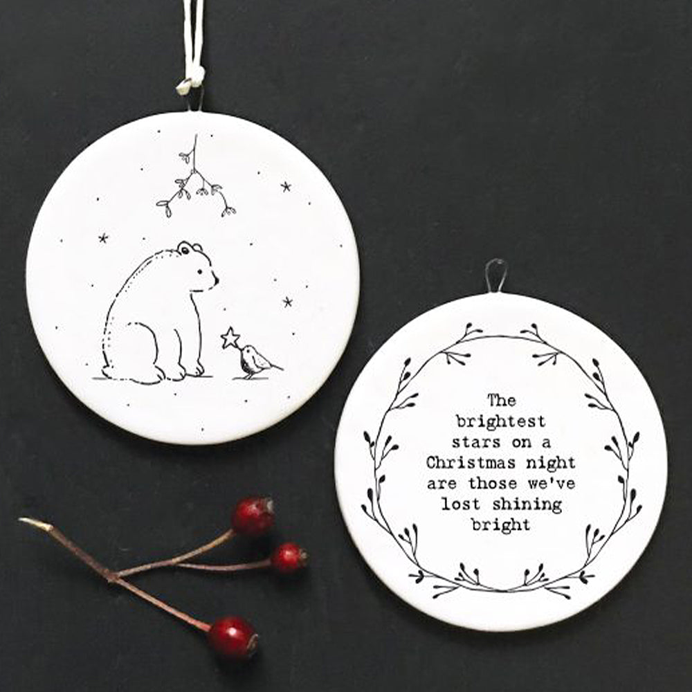 Cute Christmas Remembrance | Flat Porcelain Hanging Ornament | Cracker Filler