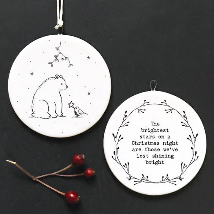 Cute Christmas Remembrance | Flat Porcelain Hanging Ornament | Cracker Filler
