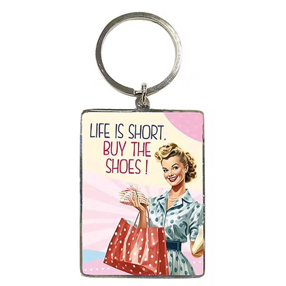 Life is Short. Buy The Shoes! | Ladies Retro Keyring | Cracker Filler