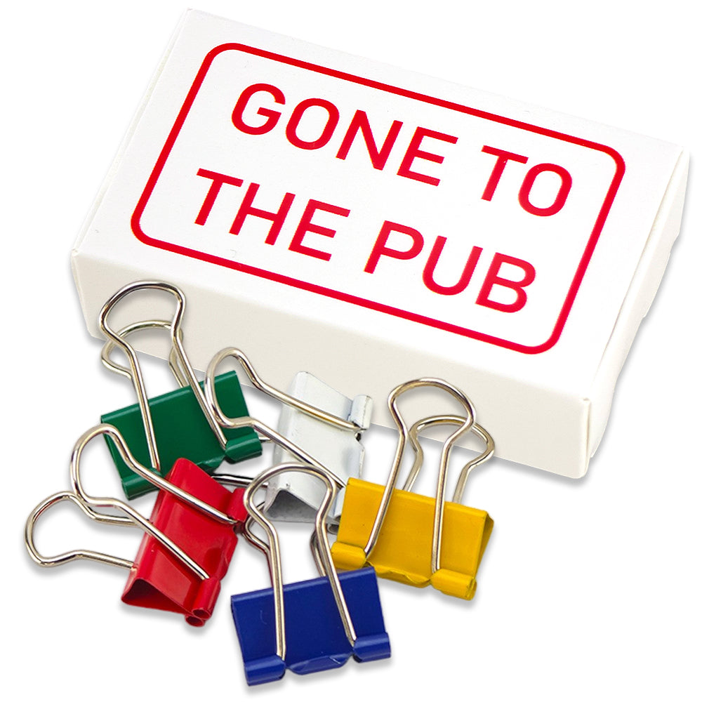 Gone to the Pub! | Mini Box of Bulldog Clips | Office Banter | Cracker Filler