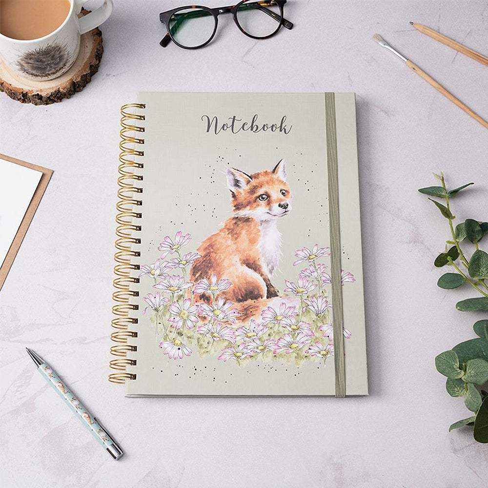 Make My Daisy | Fox & Pink Daisies | A4 Spiral Bound Notebook | Wrendale Designs