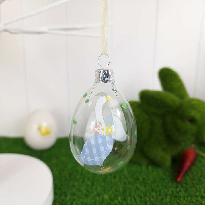 Single 7.5cm Blue Mother Goose Easter Tree Decoration | Glass | Gisela Graham