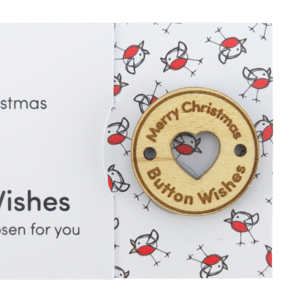 Chirpy Robin | Button Wishes | Merry Christmas Sew On Token | Cracker Filler