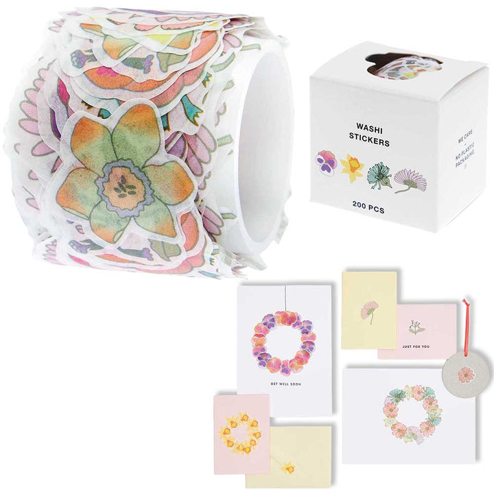 Pretty Flowers | Washi Style Stickers | Reel of 200