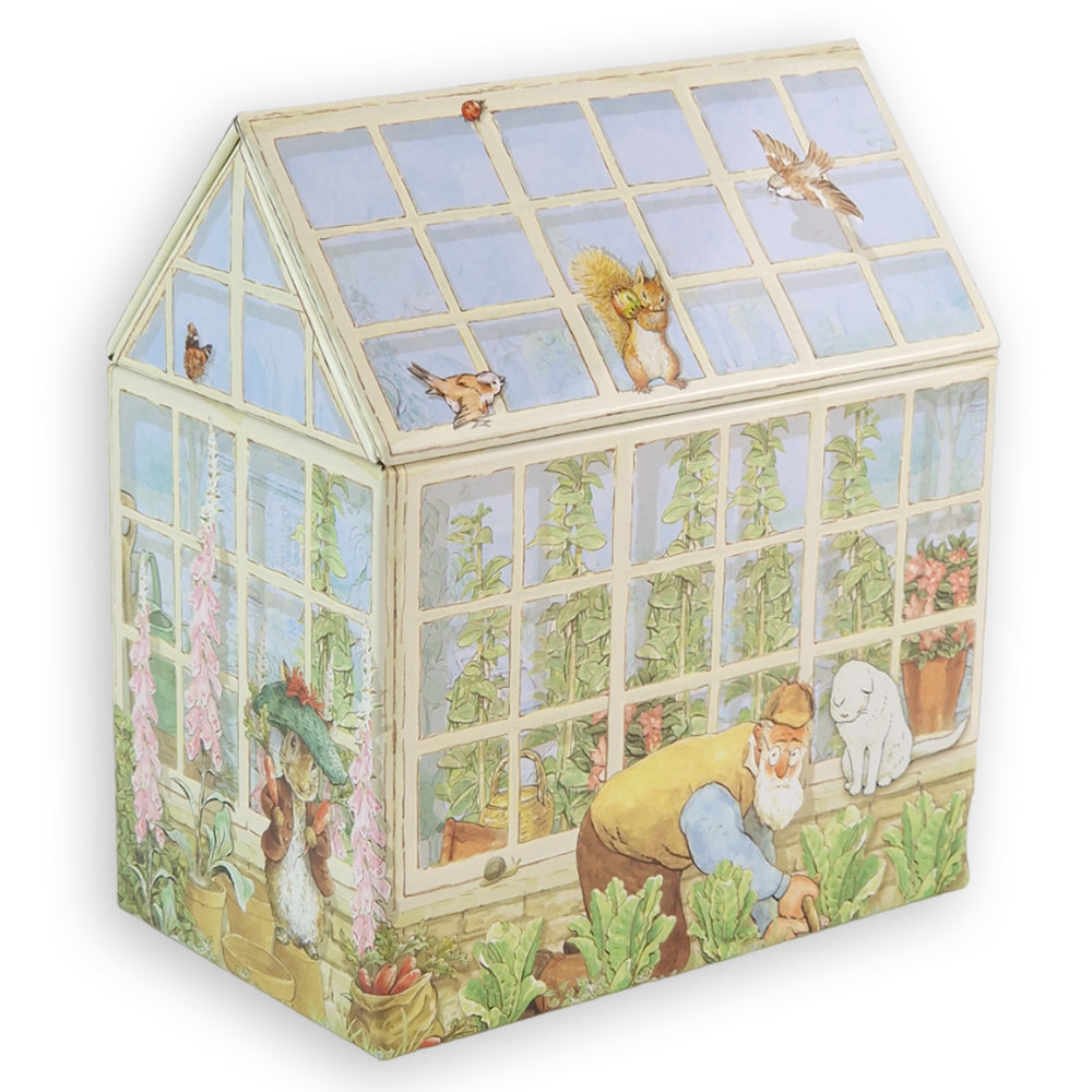 Peter Rabbit Tin | Lush Greenhouse Shaped Scene | 13.5cm | Gift Idea