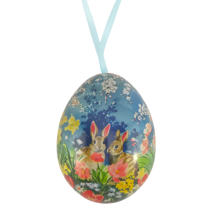 Vintage Style Two Part Hanging Tin Eggs | Fillable Easter Tree Decorations | 7cm