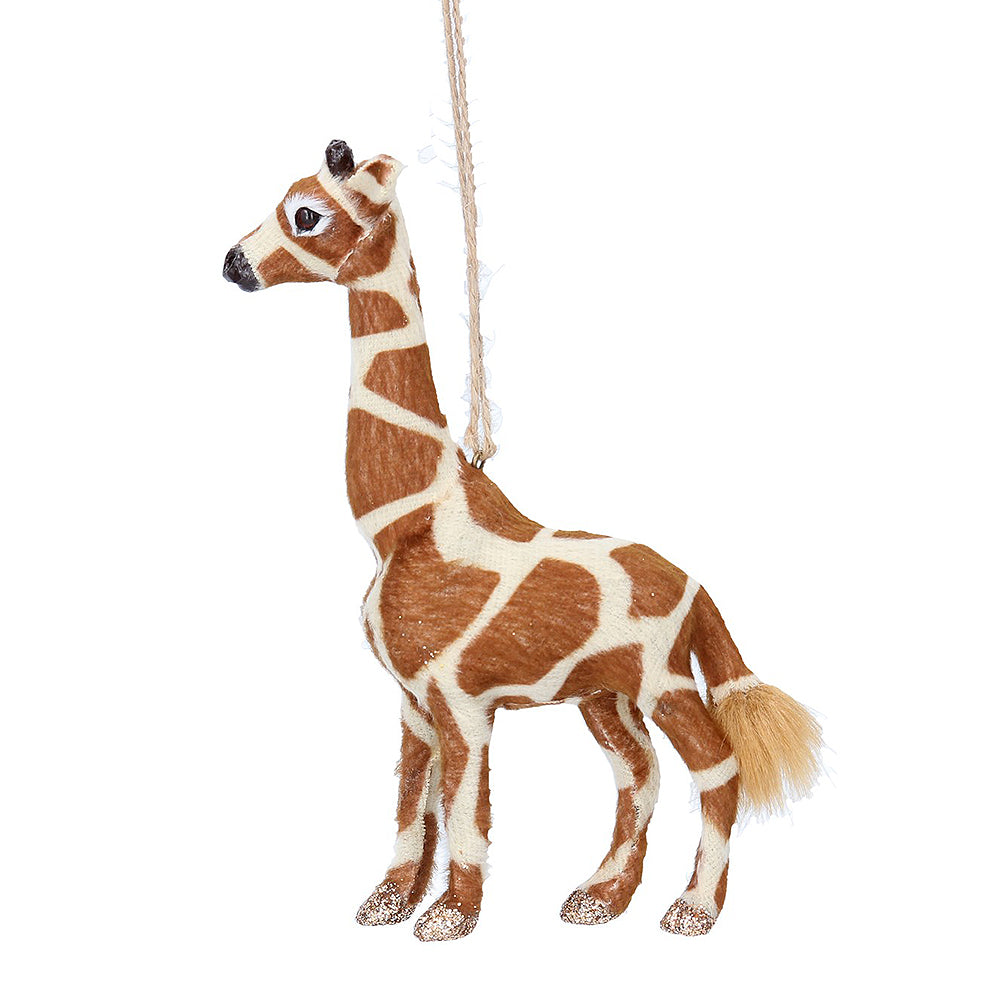 Faux Fur Giraffe Tree Ornament | Wild Animal Christmas Decoration