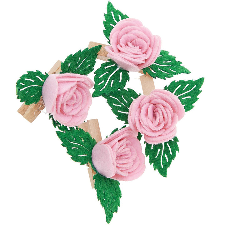 Felt Rose Bud Pegs | Set of 4 | Note Holders | Little Gift Idea