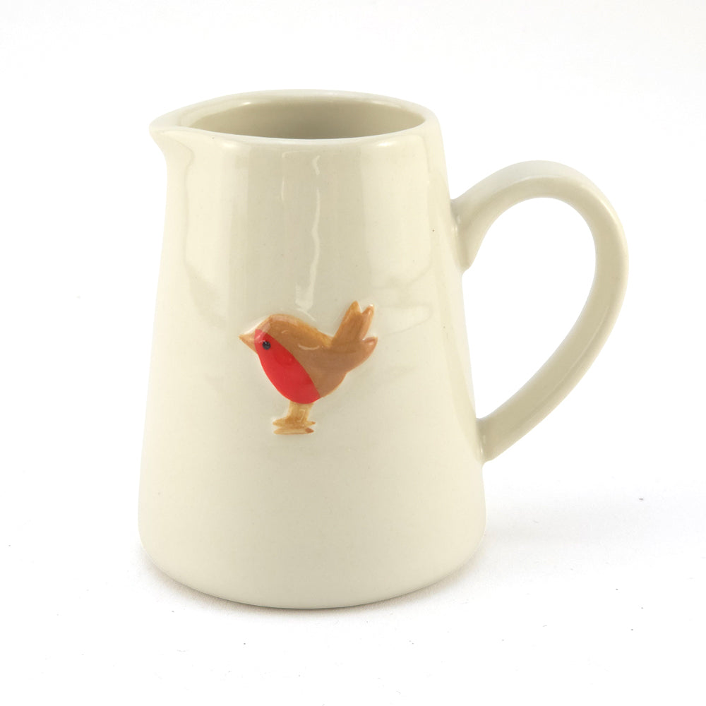 Robin | Stoneware Mini Jug | 8cm Tall | Gisela Graham Christmas