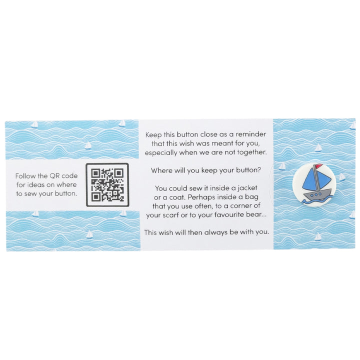 Sail Away With Me | Button Wishes Sew On Token | Little Gift | Cracker Filler