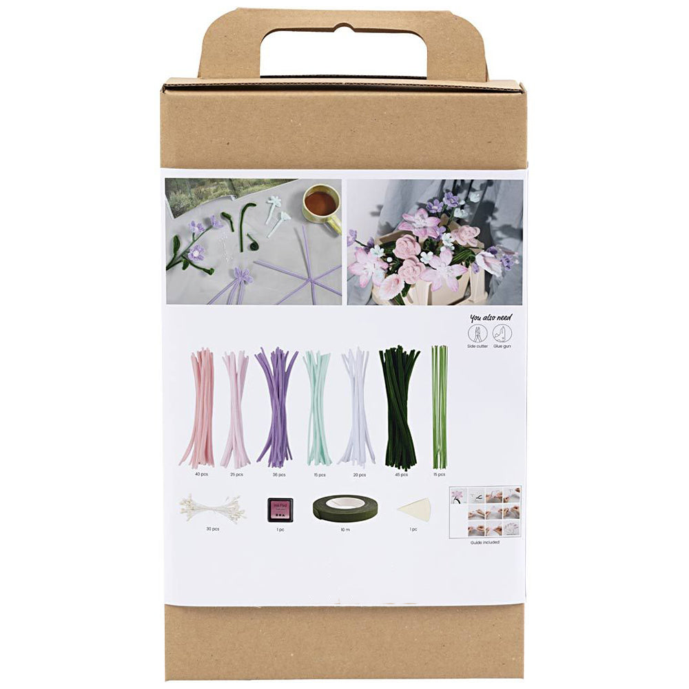 Pastel Bouquet | Chenille Flower Mini Craft Kit | Makes 15 | Crepe Alternative