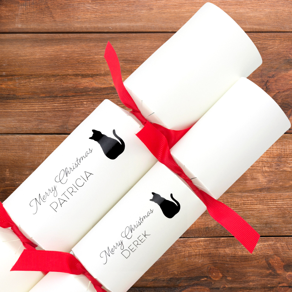 Personalised Cat Silhouette Crackers Craft Kit | Add Your Own Names | Minimum 4