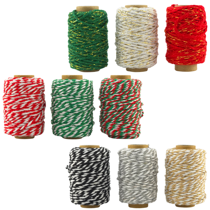 Bakers Twine Trio | 2mm Wide | 25m Reels | Gift Wrap &amp; Cracker Tying