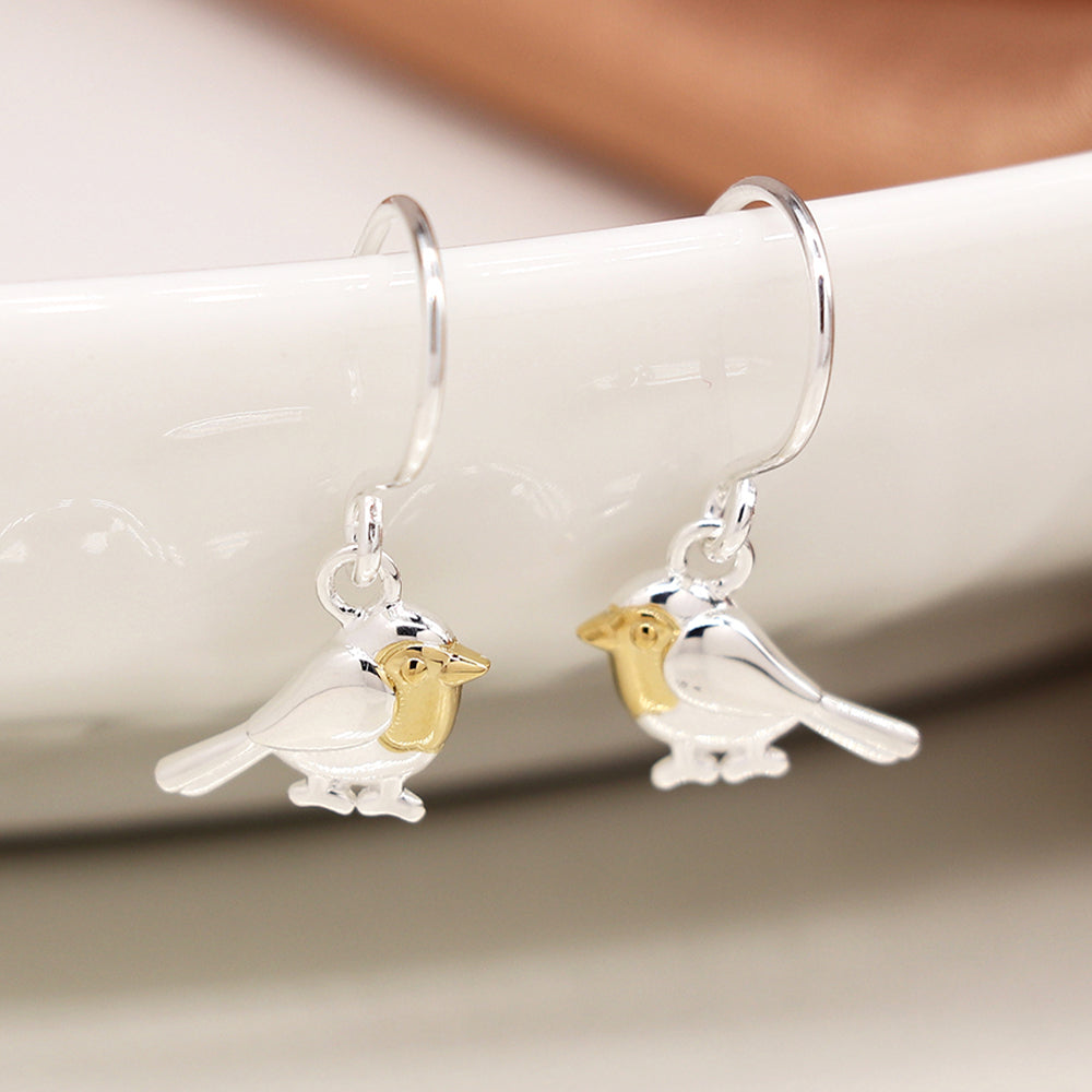 Robin Drop Earrings | Sterling Silver/Gold Plated | Mini Gift | Cracker Filler