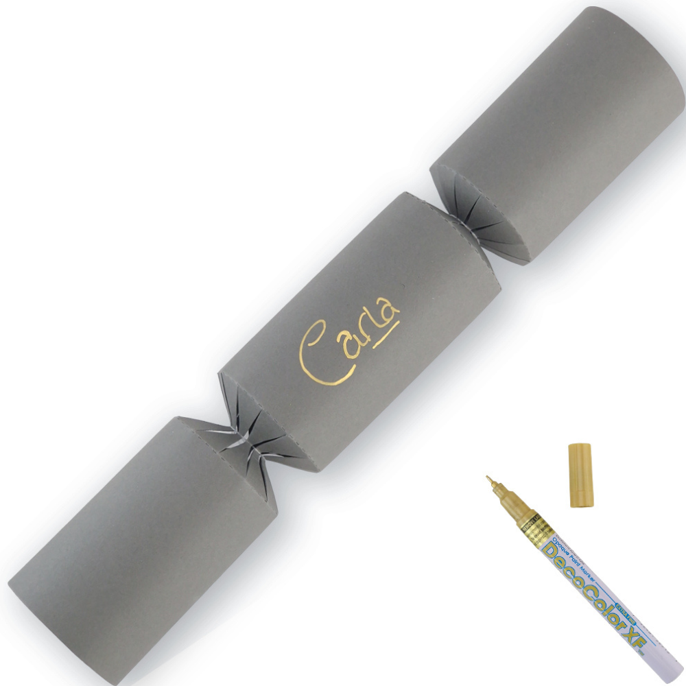 Deep Grey | 12 Personalise Your Own Crackers | Make &amp; Fill Your Own | With Pen