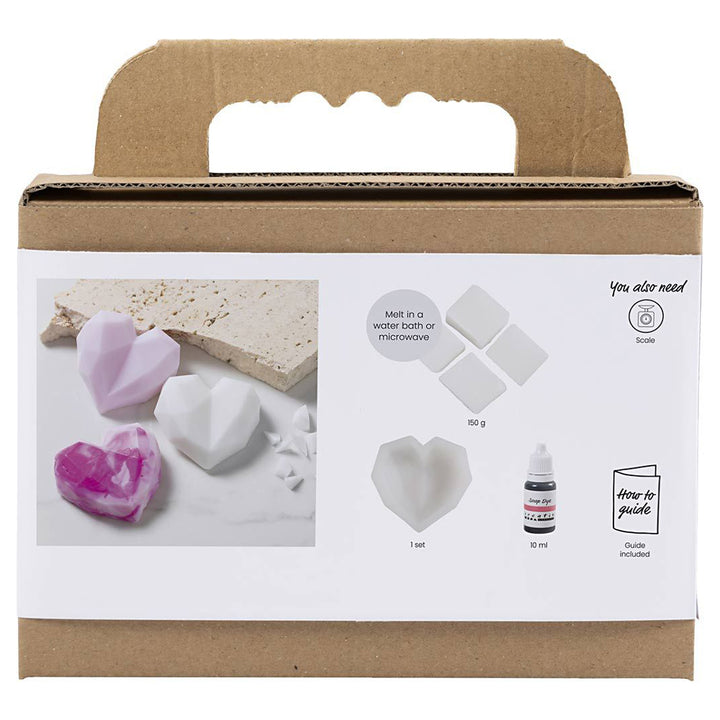 Make Your Own Geometric Heart Soaps | Makes 3 | Complete Soap Making Craft Kit