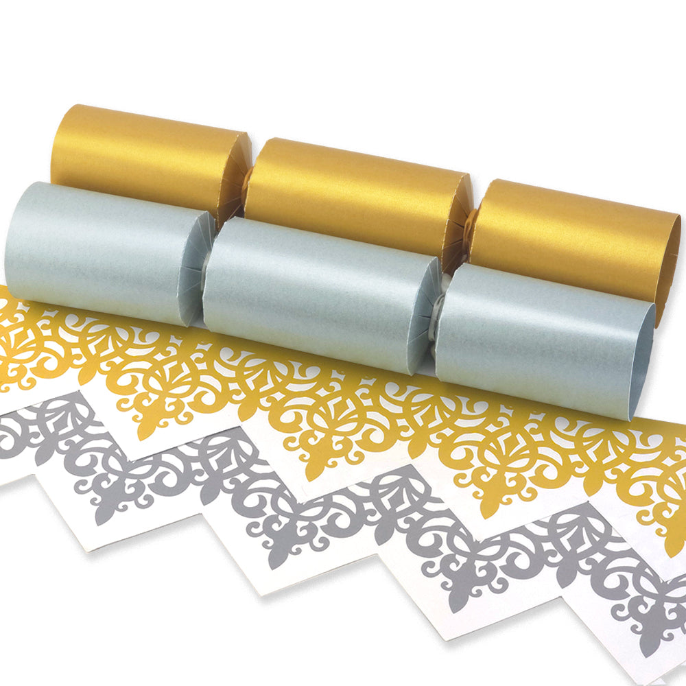 Gold & Silver | Craft Kit to Make 8 Crackers | Recyclable | Optional Raffia