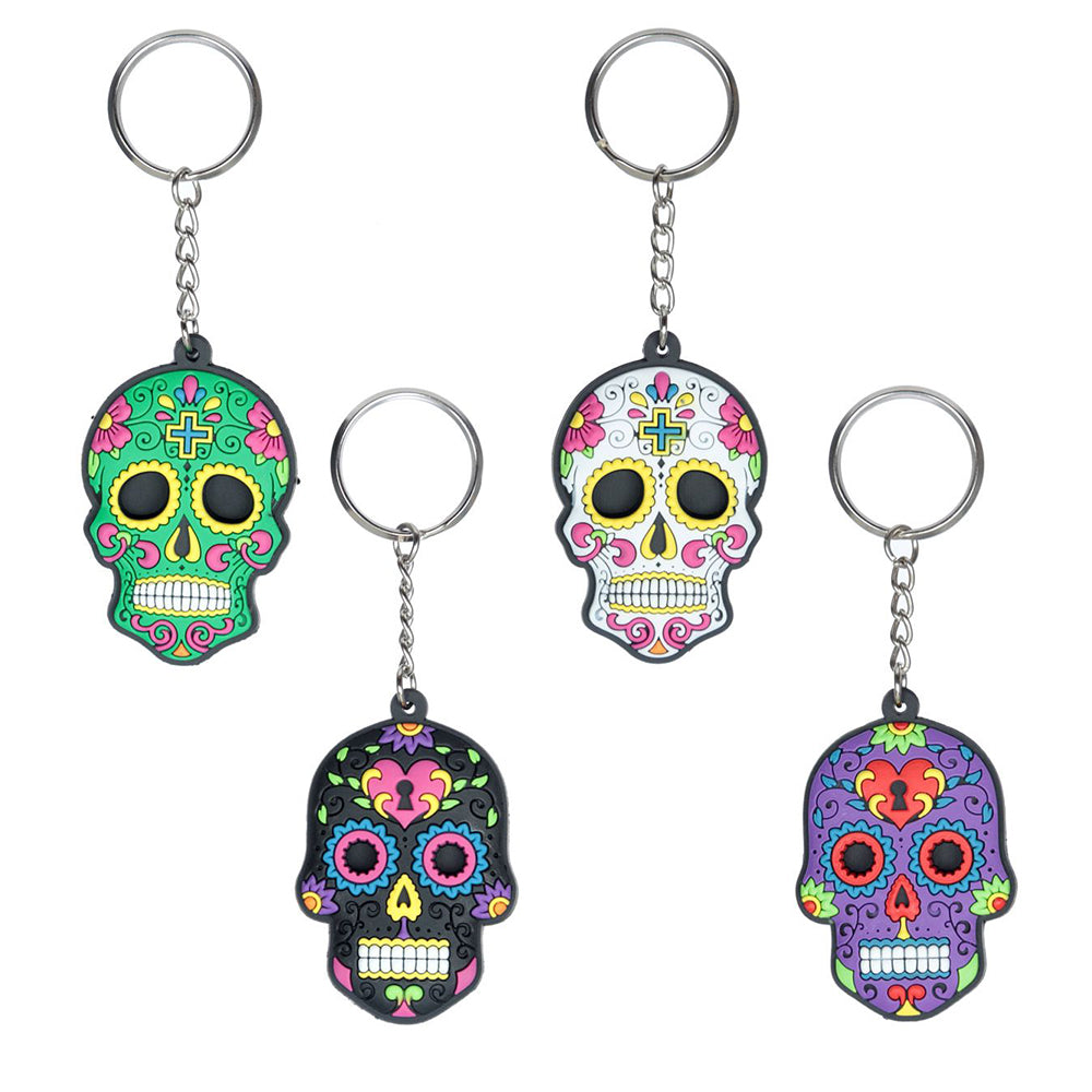Bright Day of the Dead Skull Keyring | Single | Little Gift | Cracker Filler