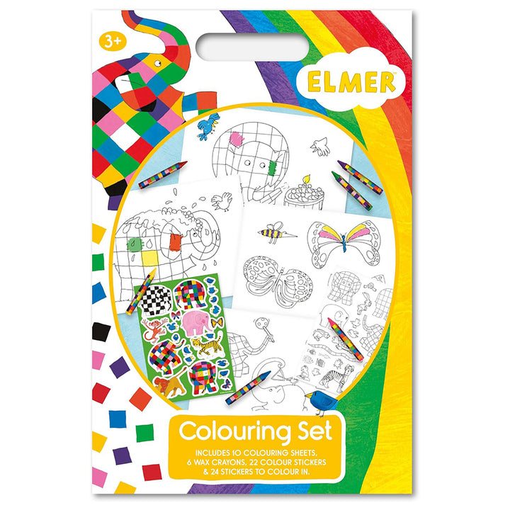 Elmer | Colouring Set with Crayons & Stickers | Rainy Day Gift Idea
