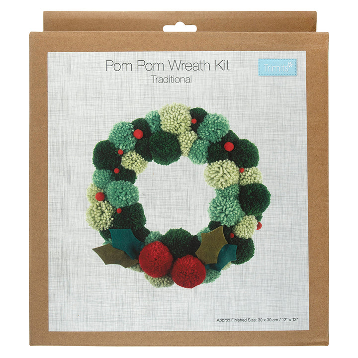 Pom Pom Christmas Wreath Making Craft Kit | Boxed Gift
