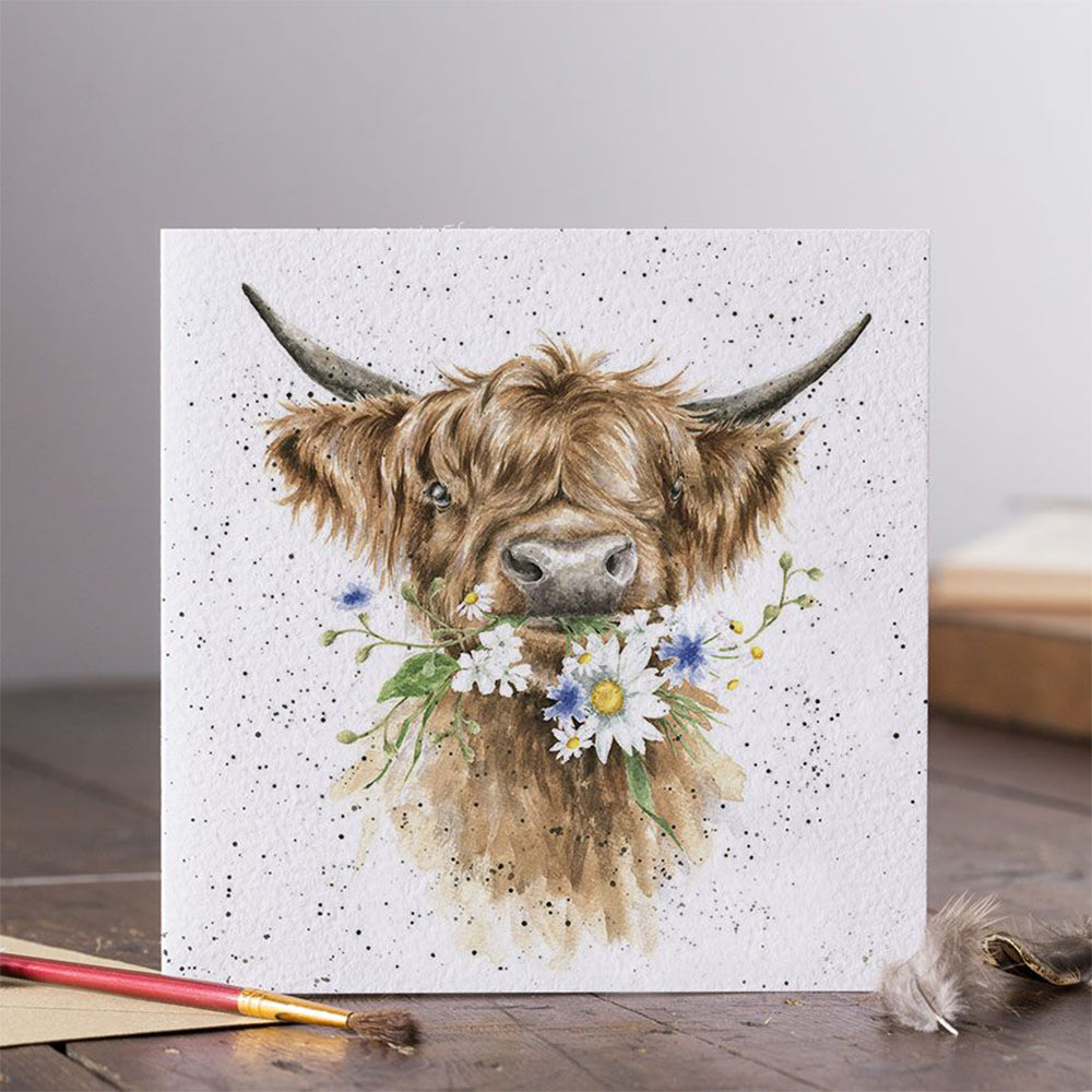 Daisy the Highland Cow | Blank Card | 15x15cm | Wrendale Designs