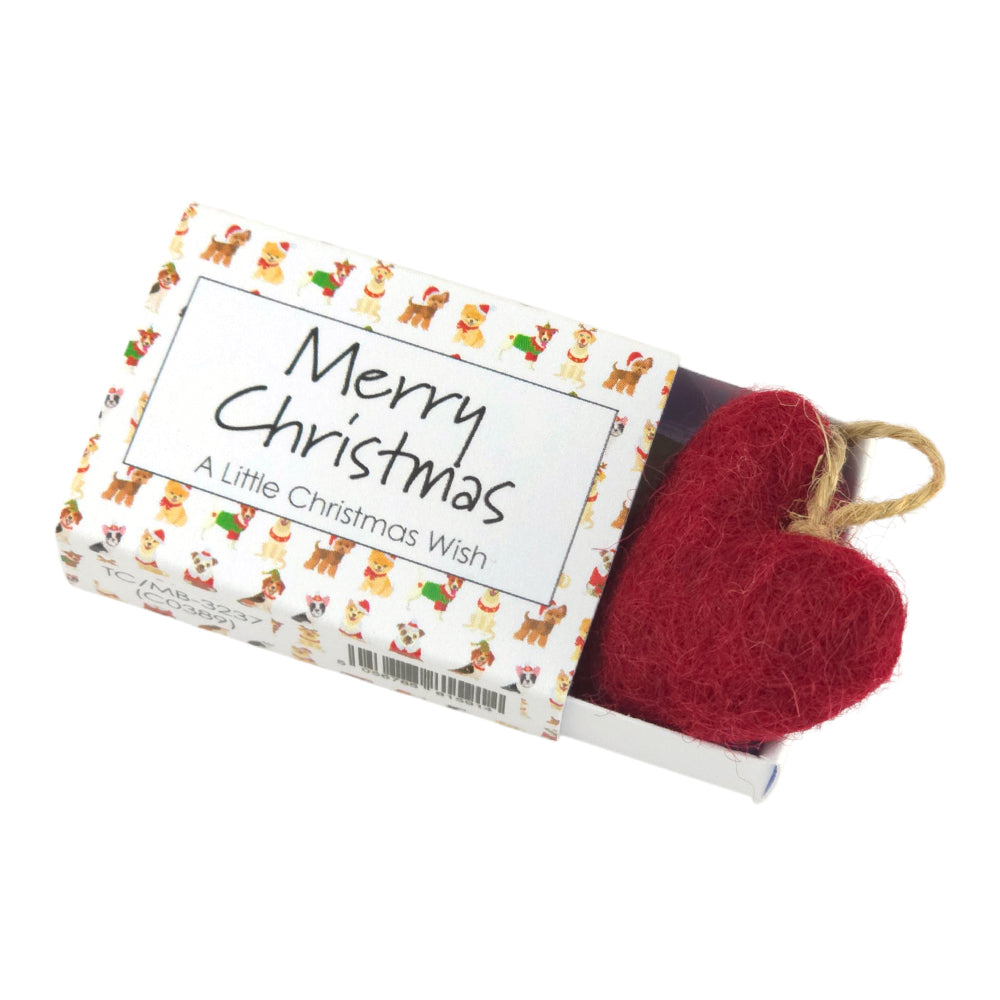 Christmas Dogs | Hanging Felt Heart | Cracker Filler | Mini Matchbox Gift
