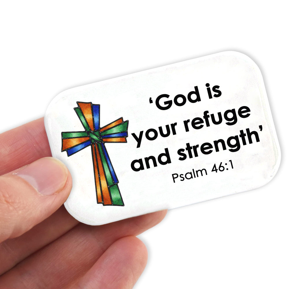 God is your refuge and strength | Fridge Magnet | Cracker Filler | Little Gift