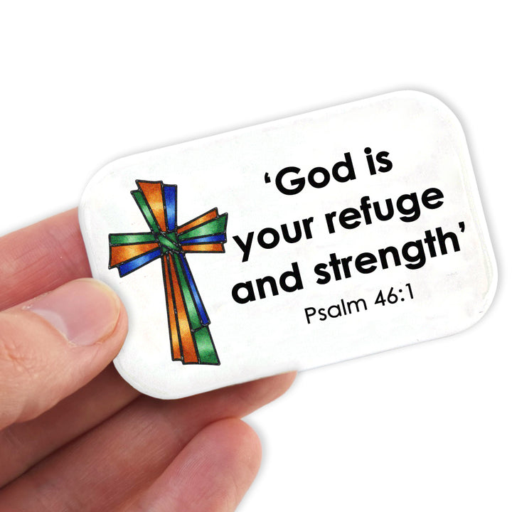 God is your refuge and strength | Fridge Magnet | Cracker Filler | Little Gift