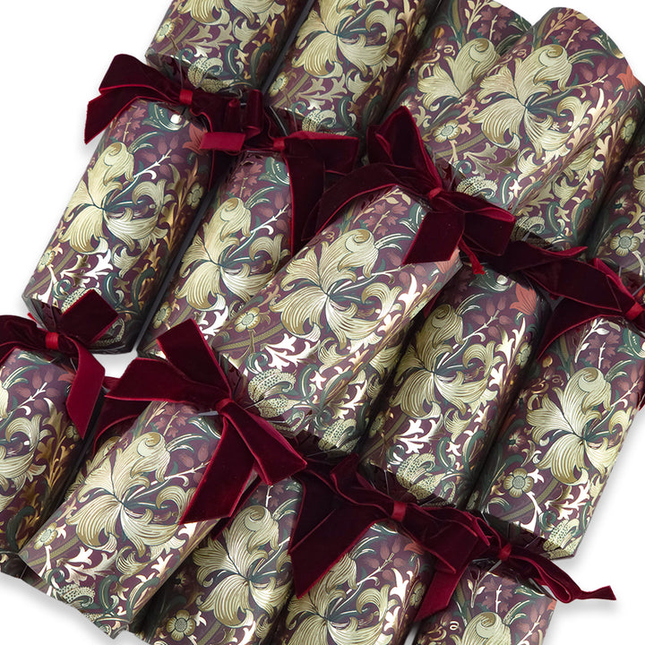 William Morris | Red &amp; Gold | 6 Luxury Christmas Crackers | Premium Gifts