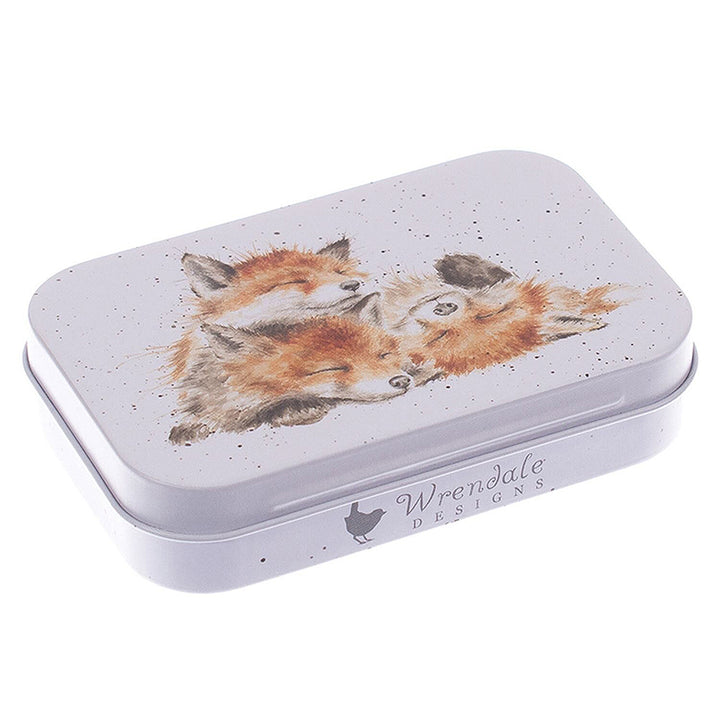 Cuddling Foxes | 9cm Wrendale Lidded Tin | Cracker Filler | Mini Gift