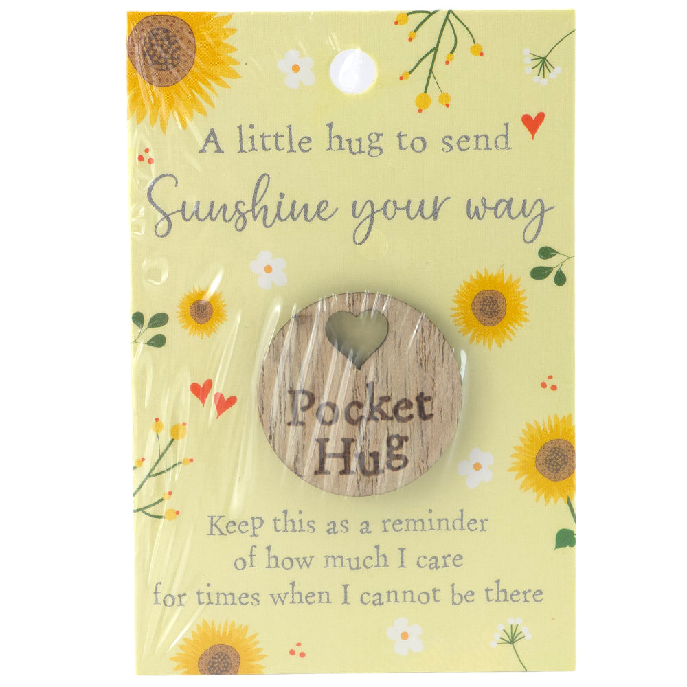 SUNSHINE YOUR WAY | Wooden Pocket Hug on Card | Little Gift | Cracker Filler