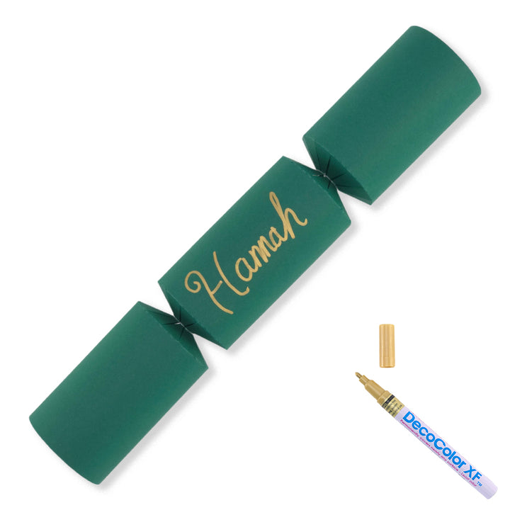 Rich Green | 12 Personalise Your Own Crackers | Make &amp; Fill Your Own | With Pen