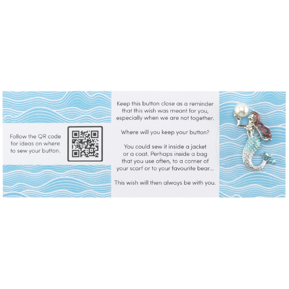 You Are Beautiful | Diamante Mermaid | Button Wishes Sew On Token | Little Gift