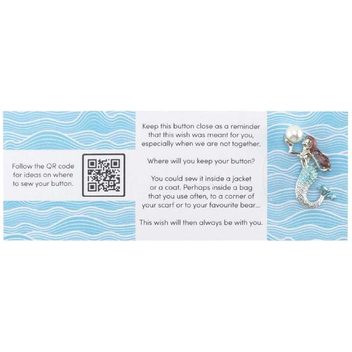 You Are Beautiful | Diamante Mermaid | Button Wishes Sew On Token | Little Gift