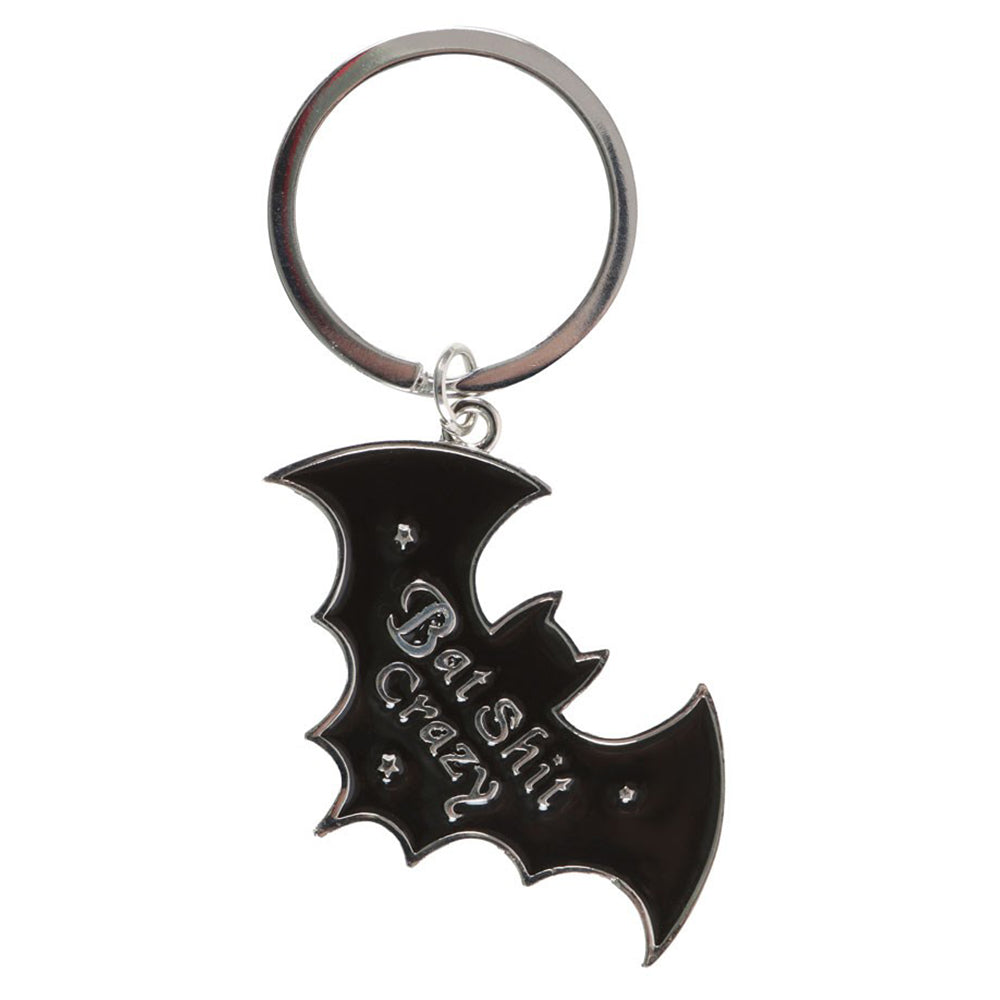 Bat Shit Crazy | Bat Shaped Enamel Keyring | Little Gift | Cracker Filler