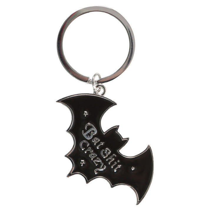 Bat Shit Crazy | Bat Shaped Enamel Keyring | Little Gift | Cracker Filler
