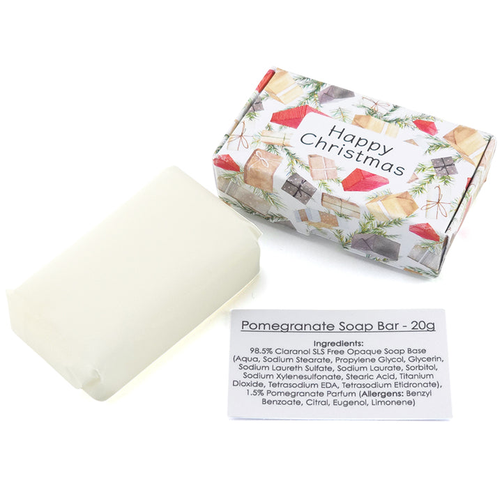 Happy Christmas | Pomegranate | 20g Travel Soap Bar | Little Gift | Cracker Filler