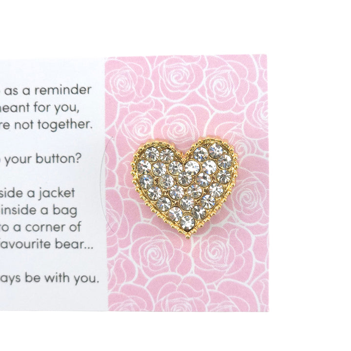 Happy Mother's Day | Diamante Heart | Button Wishes Sew On Token | Little Gift