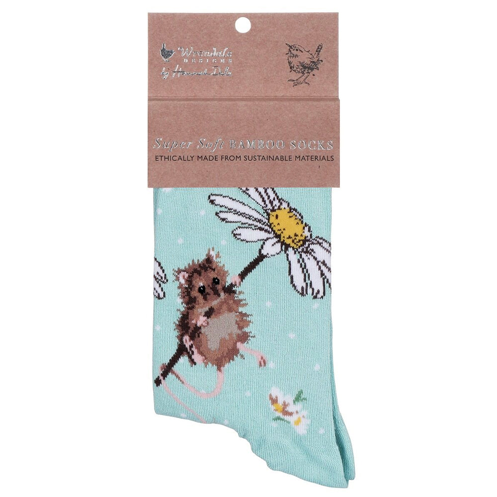 Oops A Daisy Mouse | Ladies Supersoft Bamboo Socks | One Size | Wrendale Designs