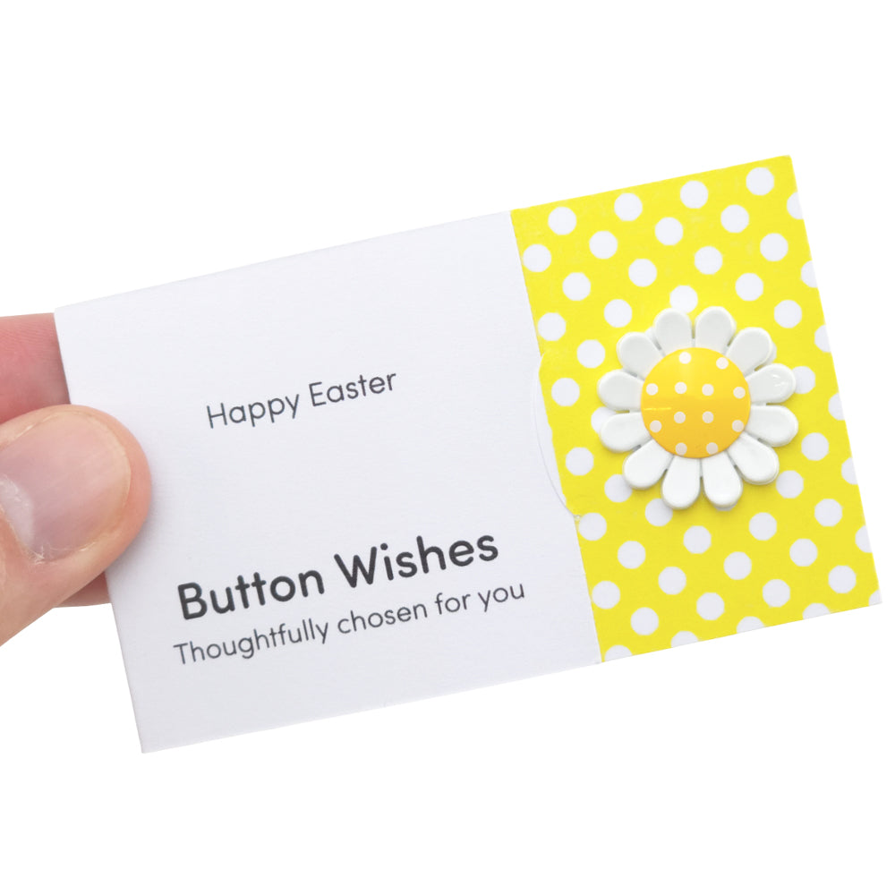 Happy Easter | Yellow Daisy | Button Wishes Sew On Token | Cracker Filler