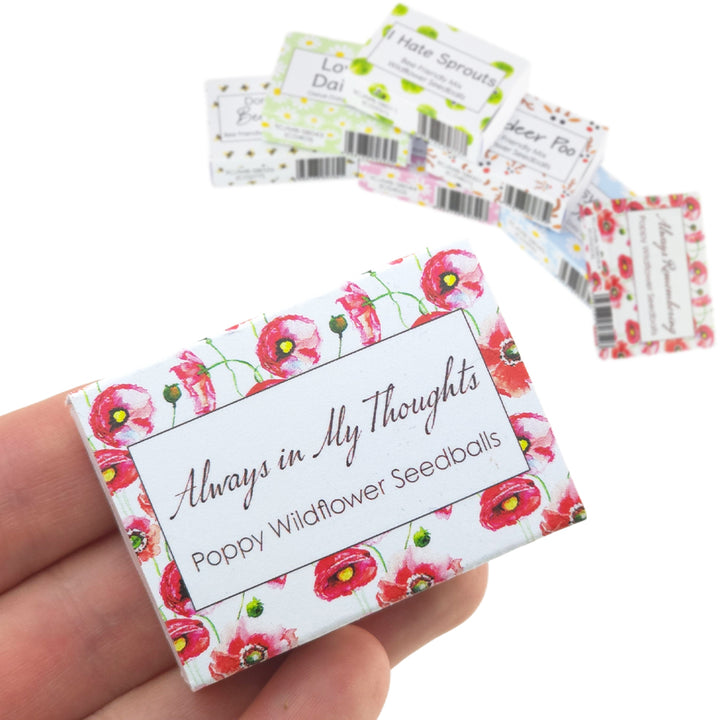 Always in My Thoughts | Seedball Box | Poppies | Cracker Filler | Little Gift