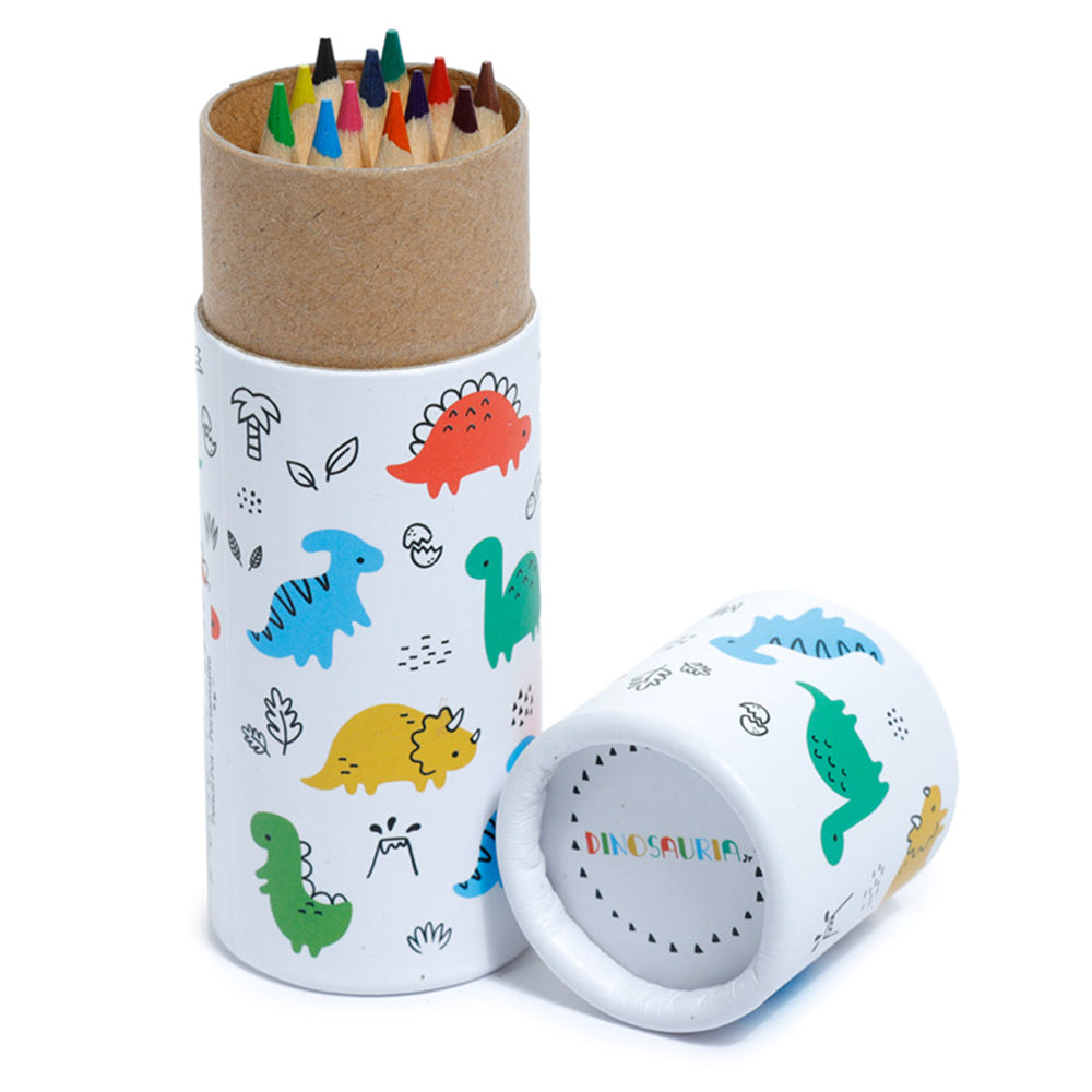 Dino Dinosaur | Tube of Pencil Crayons for Kids | Mini Gift | Cracker Filler